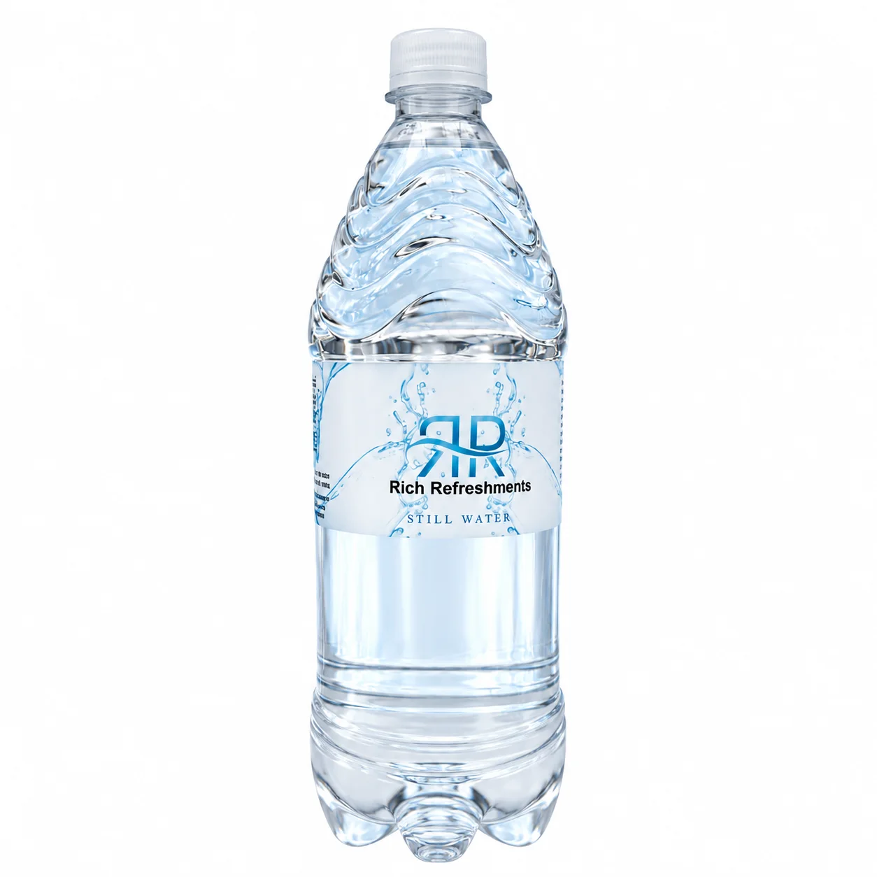 Rich Refreshments 500ml still water bottle beside a pool